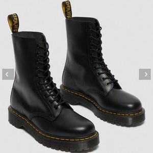 Dr. Martens 1490 Bex Smooth Leather Mid Calf Boots Black Women's Size 6